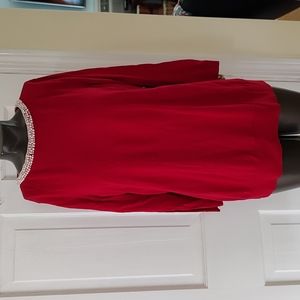 Talbots Plus Size Red Sweater with Pearl Collar Size X